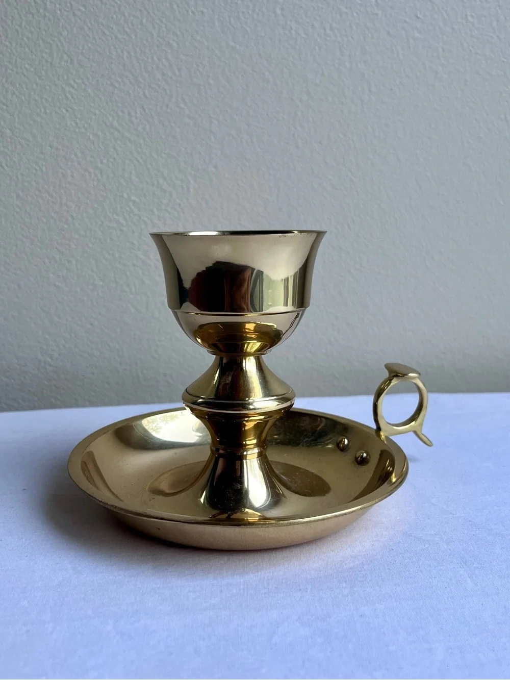 Vintage Brass Chamberstick Candle Holder - Gold
